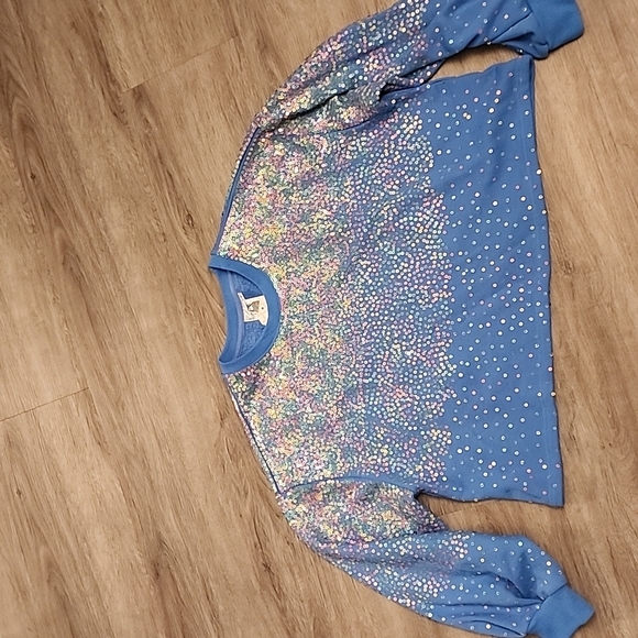 Queen of Sparkles Blue Scattered Sequin Sweater - Picture 3 of 3